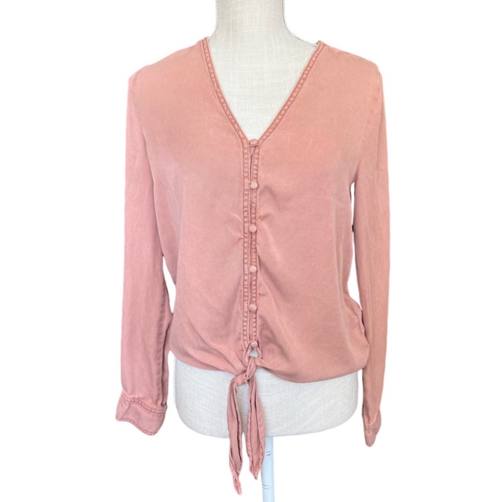 C&C California - Faux Button Down Long Sleeve Blouse -Size Small